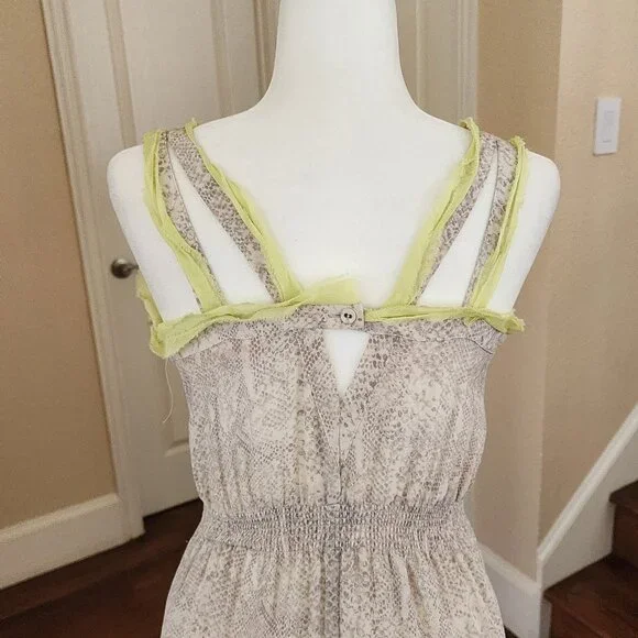 Rebecca Taylor Dress Silk A-Line Sleeveless V-Neck Midi Lined Neutral Size 0 - Picture 7 of 10